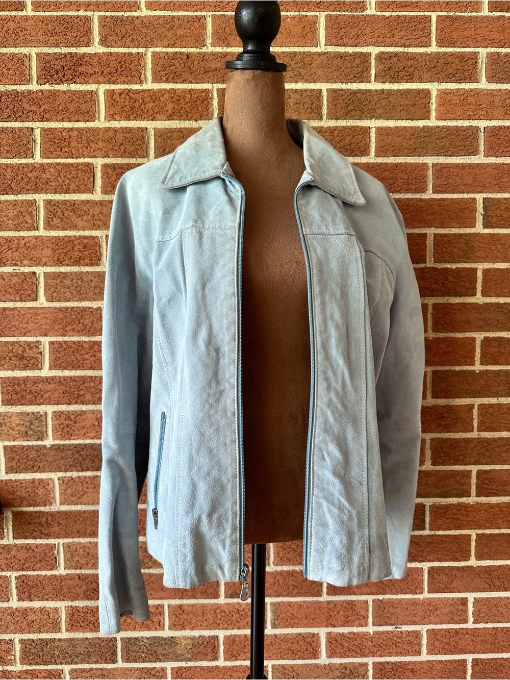 Vintage Wilsons Leather Baby Blue Suede Zip Jacket Women’s Y2K, Large